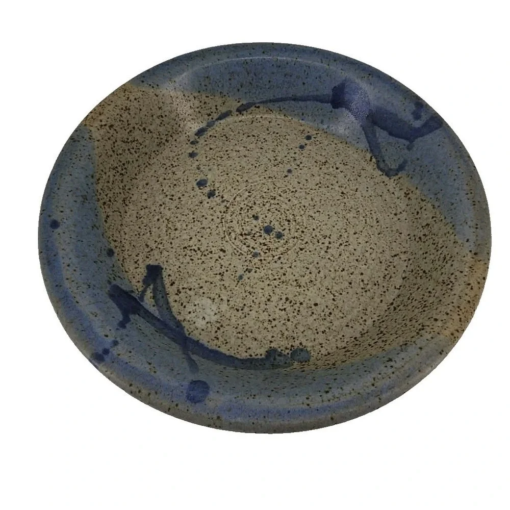 Unbranded Pie Dish Unisex 10.5in Blue Tan Studio Pottery Speckled Stoneware Bowl